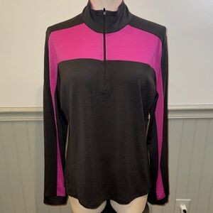 Ibex Black&Bittersweet rose wmns Quarter-Zip New Zealand merino pullover size XL